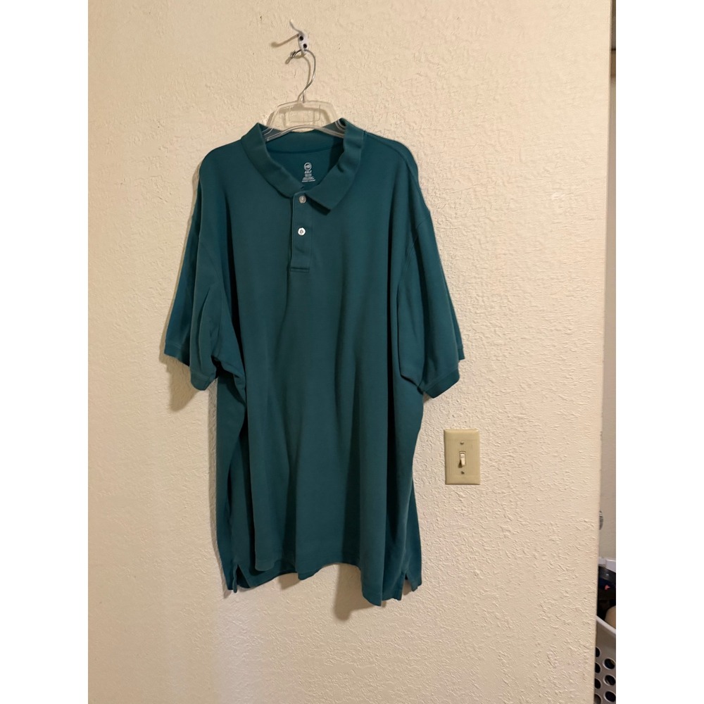 HB Mens Polo Shirt 4XLT Teal Blue Green Short Sleeve Cotton Pique Big and Tall